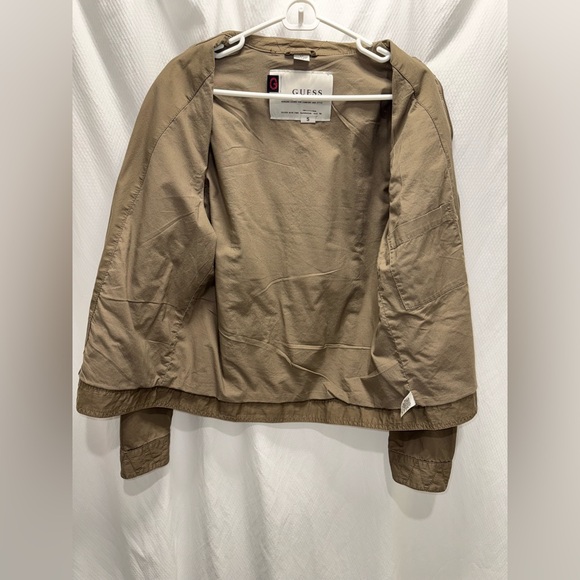 Vintage Y2K 100% Cotton Bomber Lightweight Zip Tan Brown Jacket Size Small - Picture 9 of 16